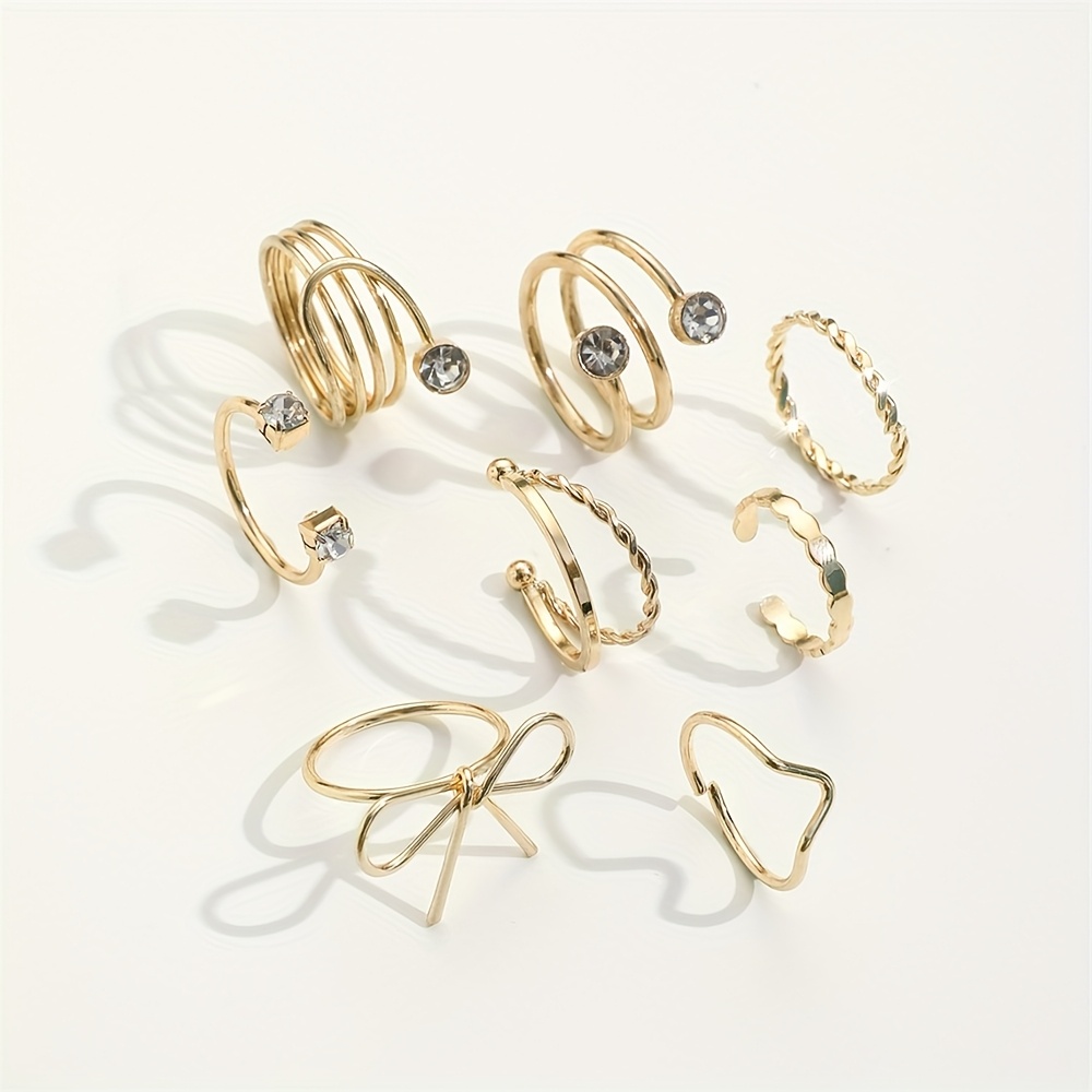 8pcs Iron Ring Rhinestone Circle Set